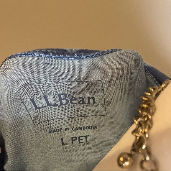 LLBean Women’s Dress LG Petite Blue Geometric Short Sleeve Midi Rayon Spandex - Picture 4 of 11